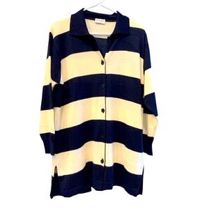 Rodier Paris  vintage womens cardigan/ jacket  navy white  wide stripe